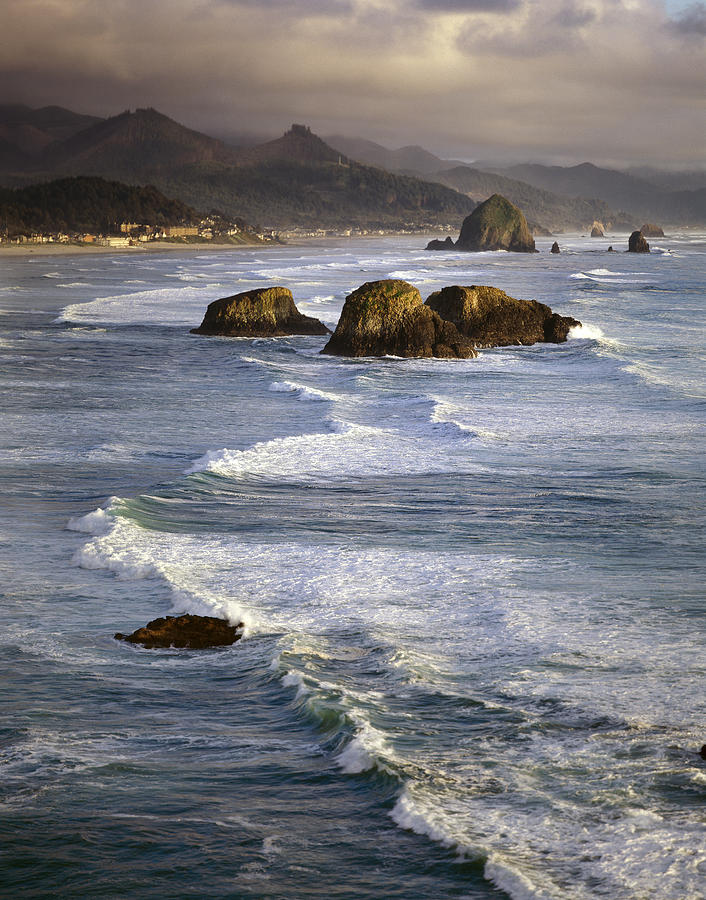 Haystacks And Waves Cannon Beach Photograph