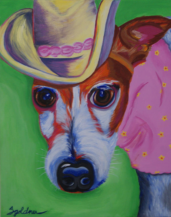 Dog Painting - Head Em Up #1 by Sandra Presley