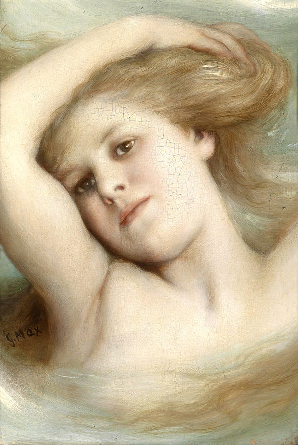 Dreaming Painting - Head of a Dreaming Girl #1 by Gabriel von Max