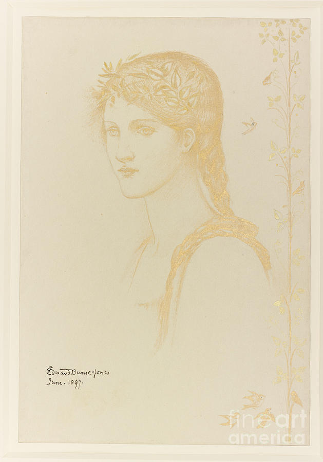 Sir Edward Burne-jones Painting - Head of a girl  #2 by MotionAge Designs