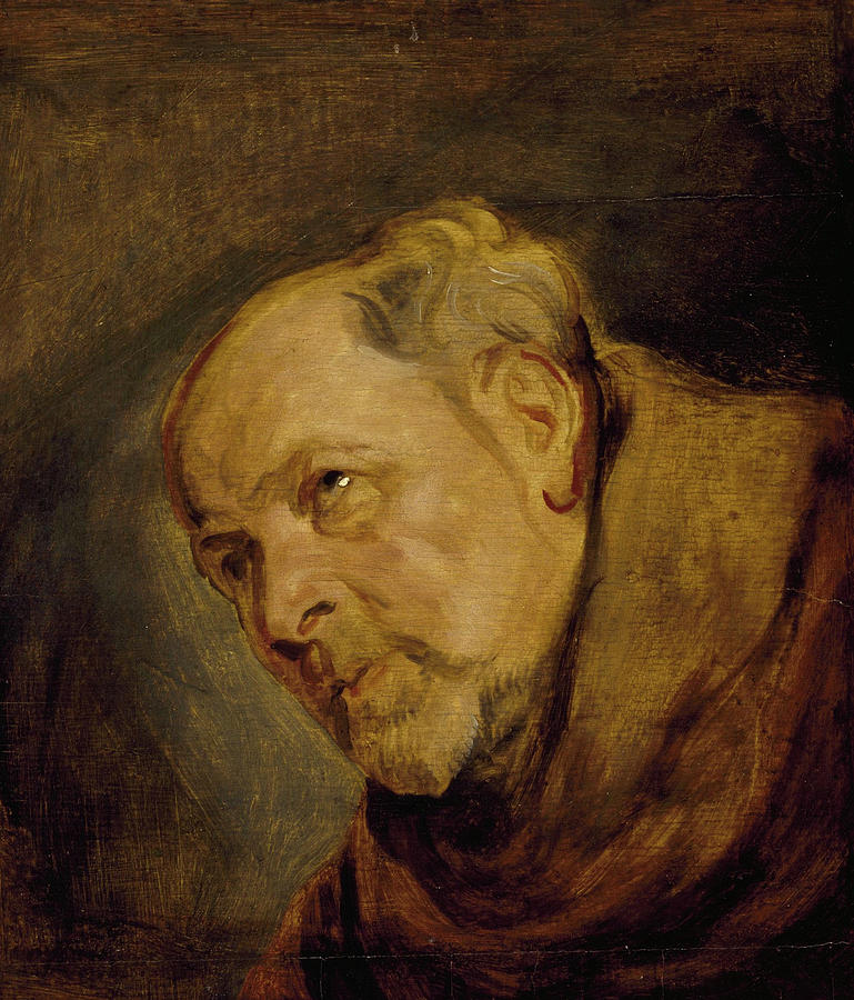 Anthony Van Dyck Painting - Head of a Monk #1 by Anthony van Dyck