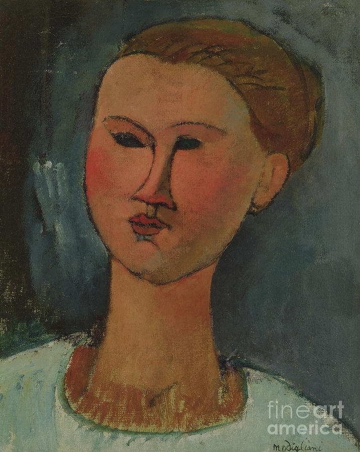Head of a young girl Painting by Amedeo Modigliani