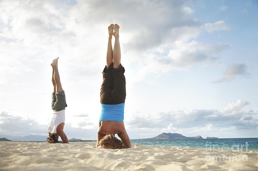 Headstand on Beach #1 Photograph by Brandon Tabiolo - Printscapes