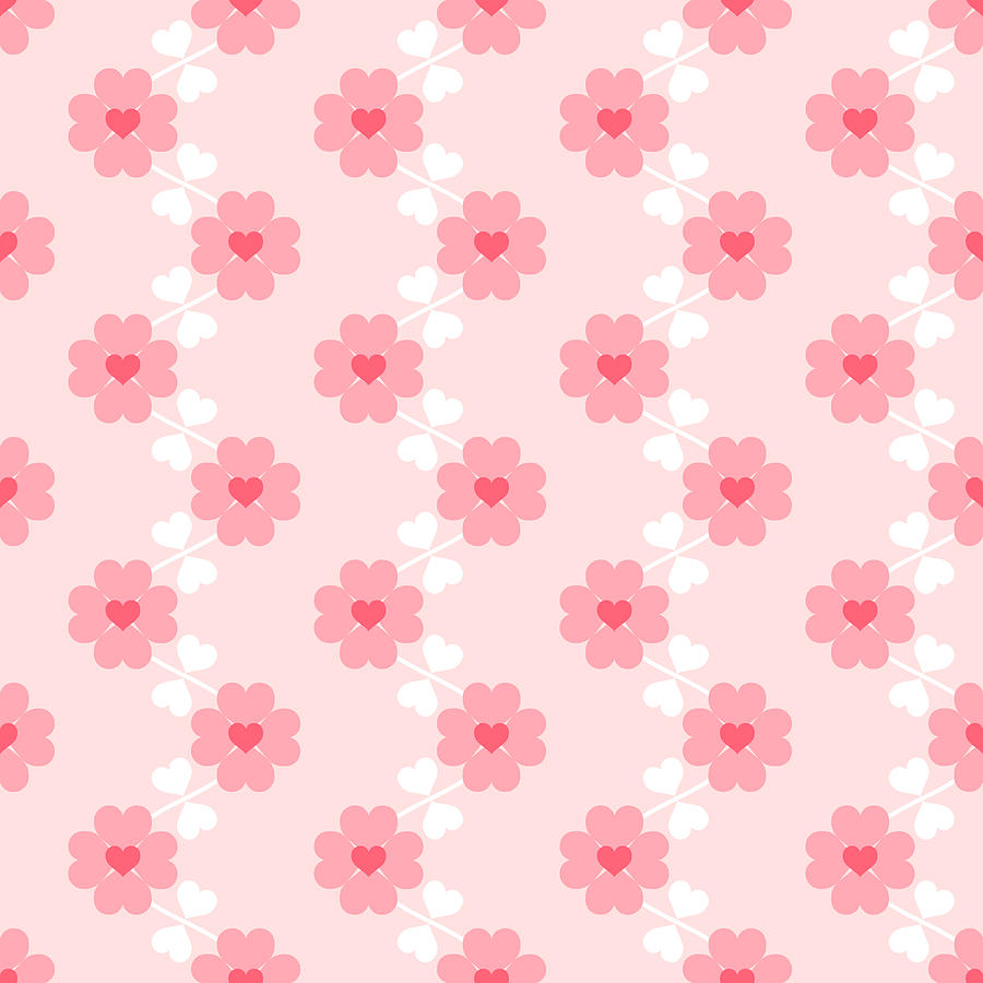 Heart Flower Seamless Wallpaper Digital Art