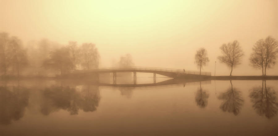 Heavy Fog Over The Gota Canal In Sweden #1 Photograph by Mountain Dreams
