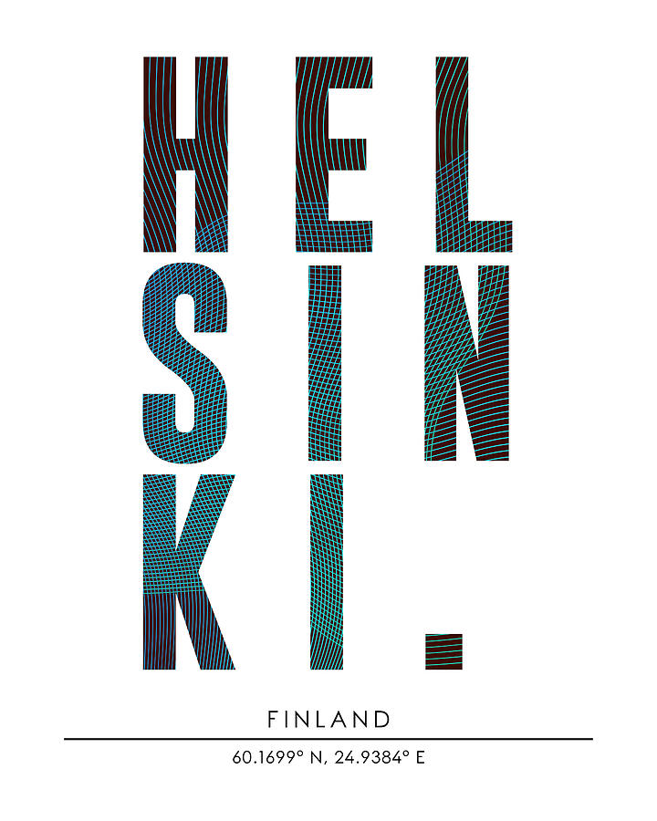 Helsinki, Finland - City Name Typography - Minimalist City Posters Mixed Media by Studio Grafiikka