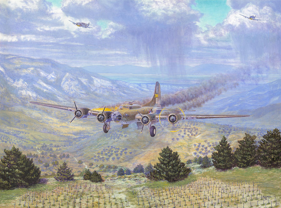 B-17 Painting - Her Majestys Last Landing #1 by Scott Robertson