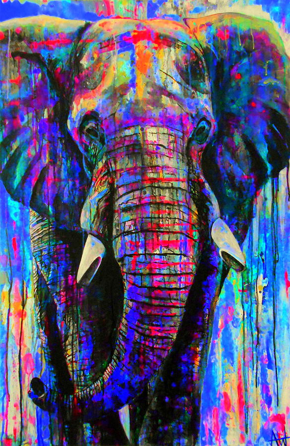 Elephant Painting - Herculean #1 by Angie Wright
