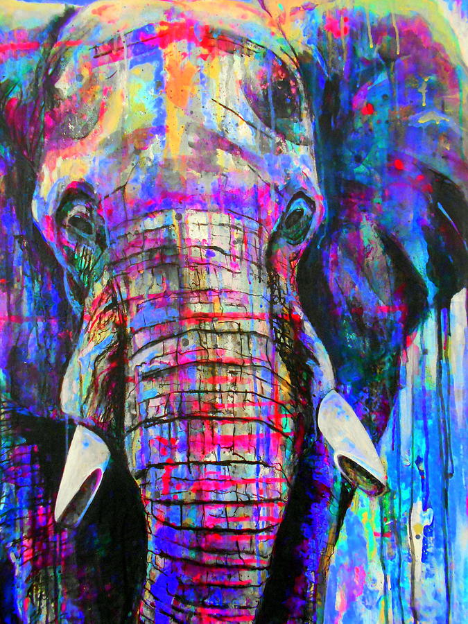 Elephant Painting - Herculean detail #1 by Angie Wright