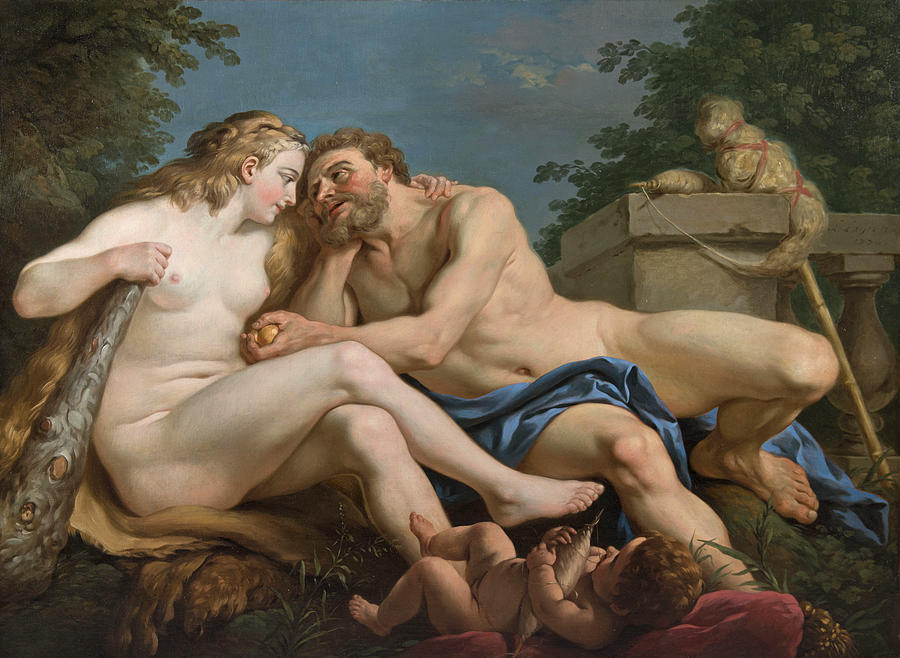Hercules and Omphale #1 Painting by Louis-Jean-Francois Lagrenee