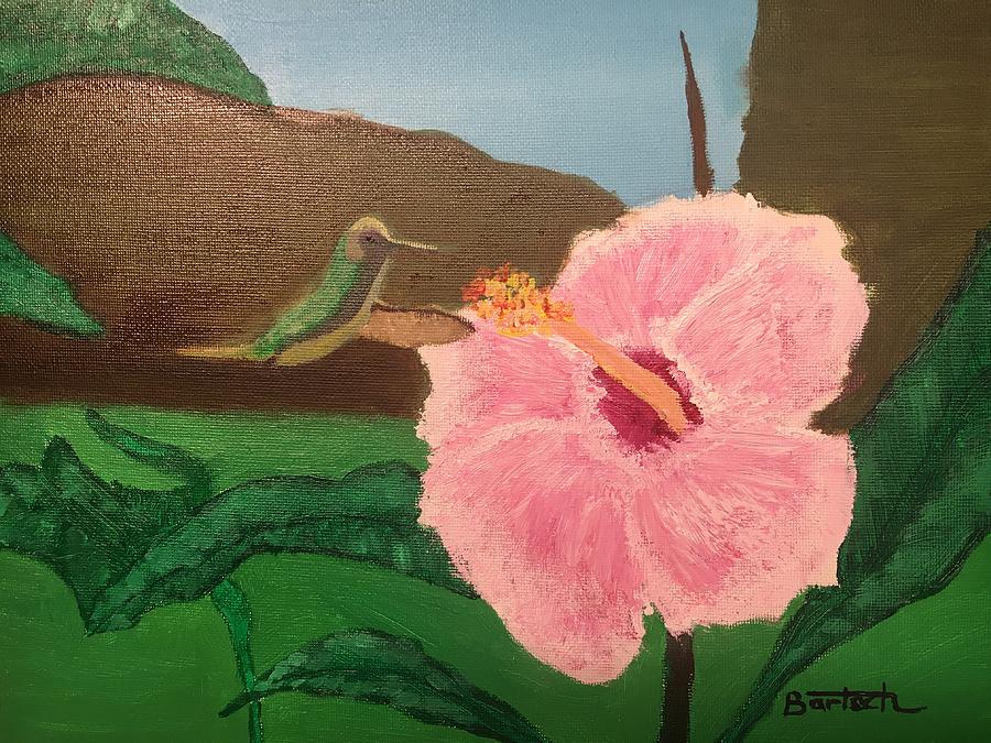 Hibiscus and Hummingbird #1 Painting by David Bartsch
