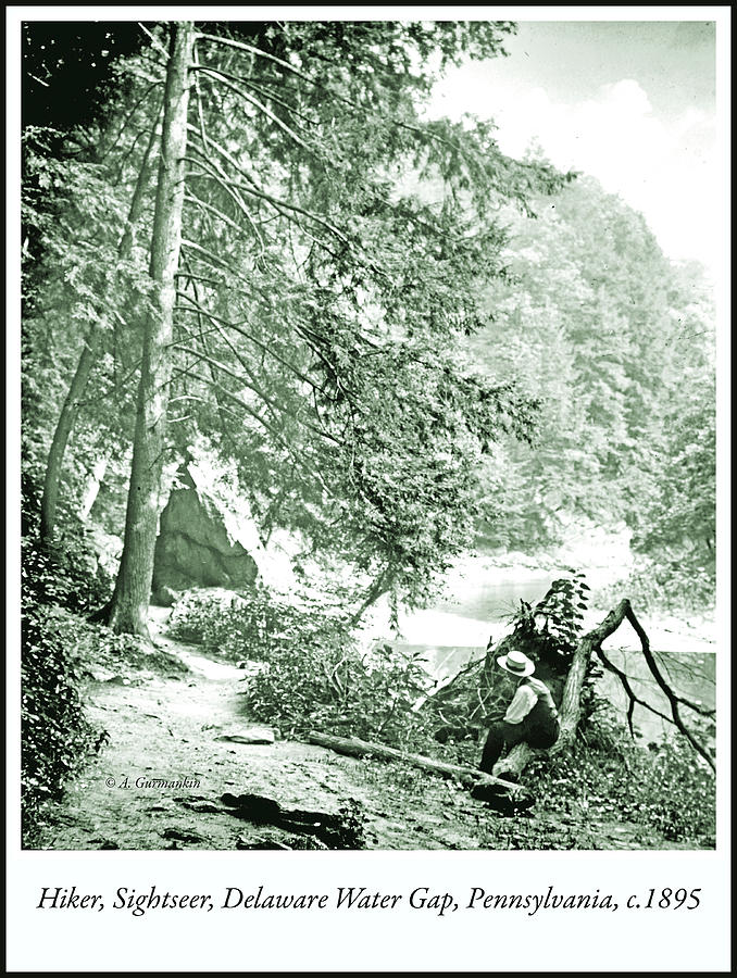 National Parks Photograph - Hiker, Sightseer, Delaware Water Gap, Pennsylvania, c.1895 #1 by A Macarthur Gurmankin