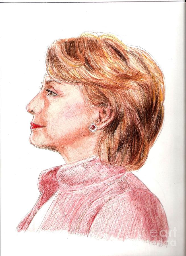 Portrait Drawing - Hillary #1 by Nancy Anton