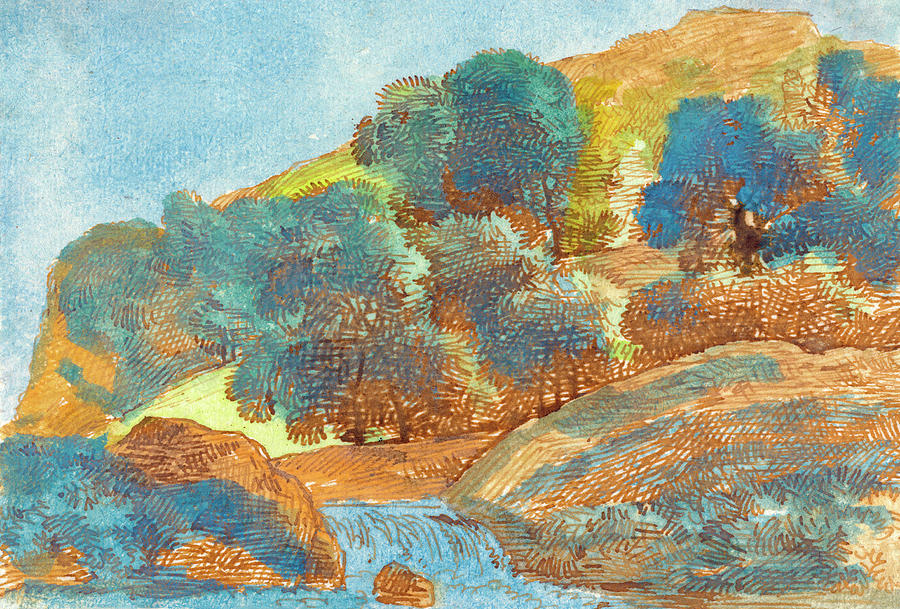  Hilly Landscape with a Stream #1 Painting by Franz Innocenz Josef Kobell