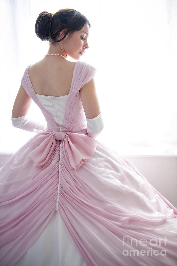 Historical Woman In A Pink Evening Dress  #1 Photograph by Lee Avison