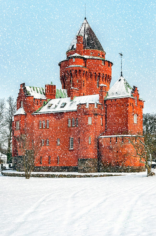 Hjularod Castle in the Snow #1 Photograph by Antony McAulay