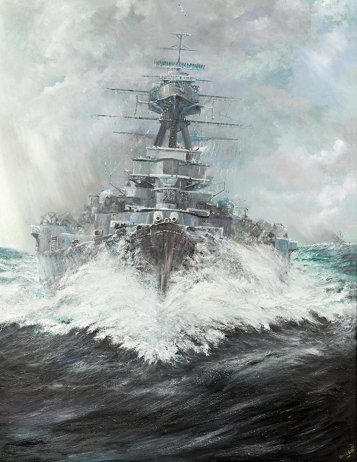 HMS Hood Painting by Vincent Alexander Booth