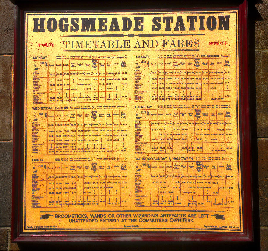 Hogsmeade Station timetable #1 Photograph by David Lee Thompson