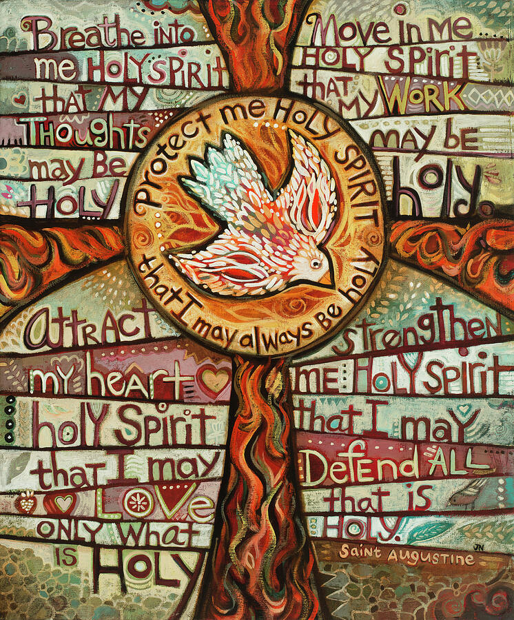 Holy Spirit Painting - Holy Spirit Prayer by St. Augustine by Jen Norton