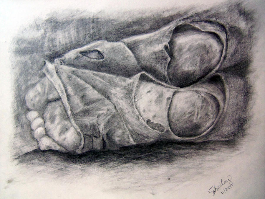 Homeless Feet #1 Drawing by Shelley Bain