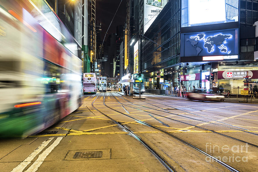 Hong Kong bus rush in Central #1 Photograph by Didier Marti