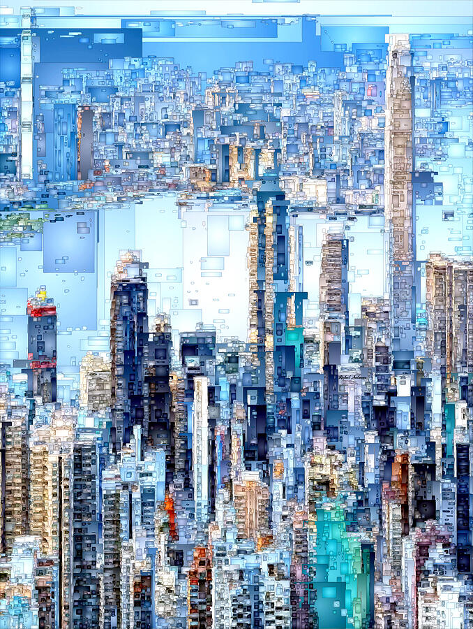 Hong Kong Skyline #1 Digital Art by Rafael Salazar