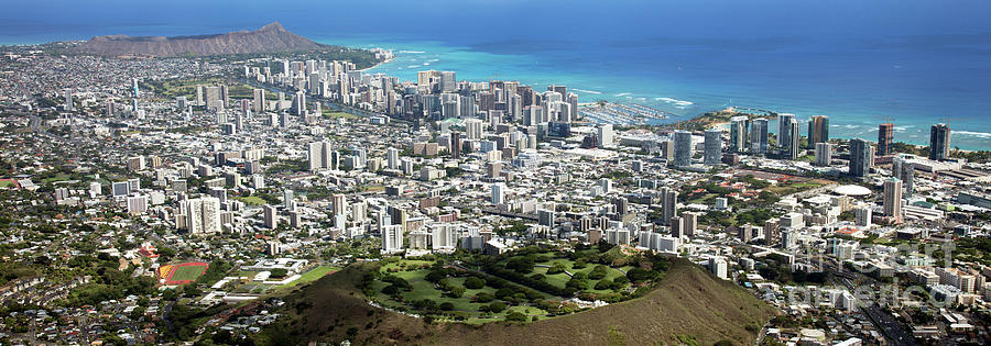 Honolulu Photograph - Honolulu Skyline Panorama #2 by Bill Cobb