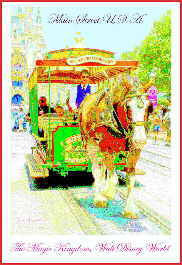 Horse Drawn Trolley Car Main Street USA #1 Digital Art by A Macarthur Gurmankin