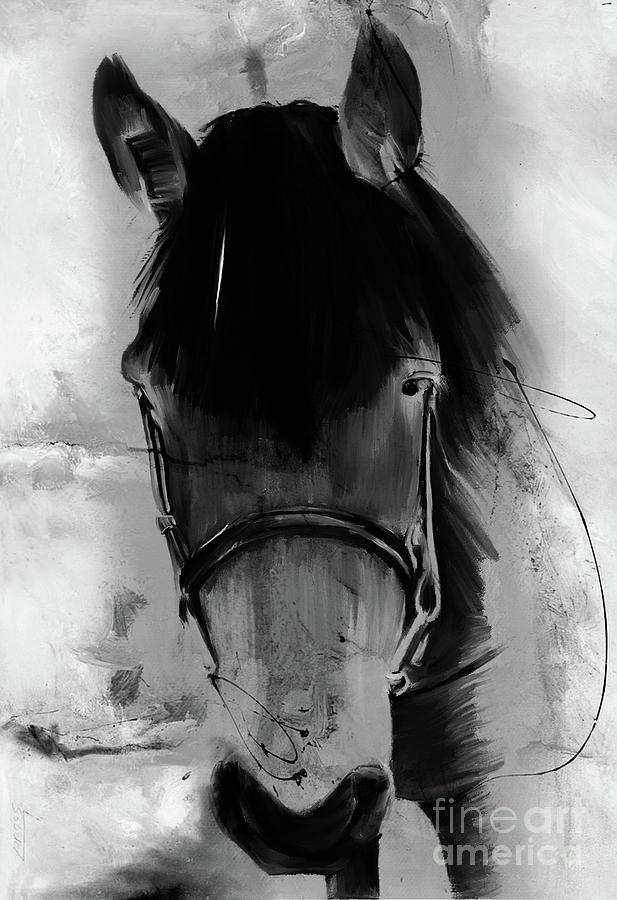 Horse Portrait  #1 Painting by Gull G