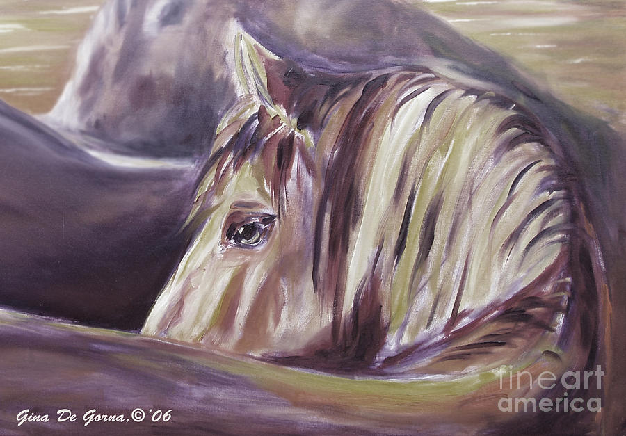 Horse World Detail #2 Painting by Gina De Gorna
