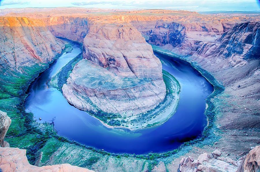 Horseshoe Bend At Sunrise With Clear Sky And Colorado River Belo #1 Photograph by Alex Grichenko