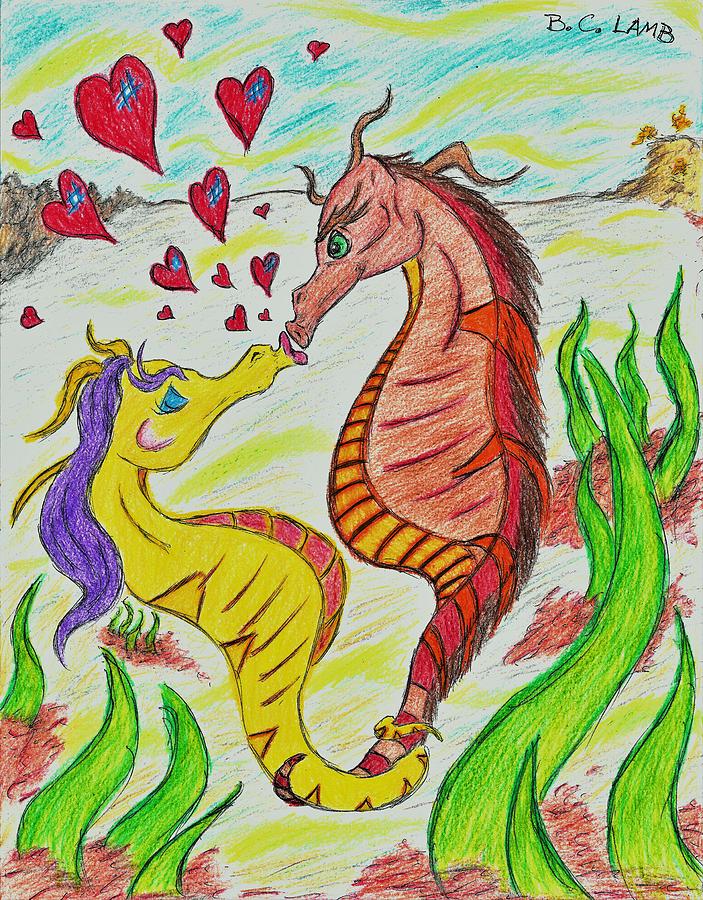 Seahorse Drawing - Horsin Around #1 by Bryant Lamb