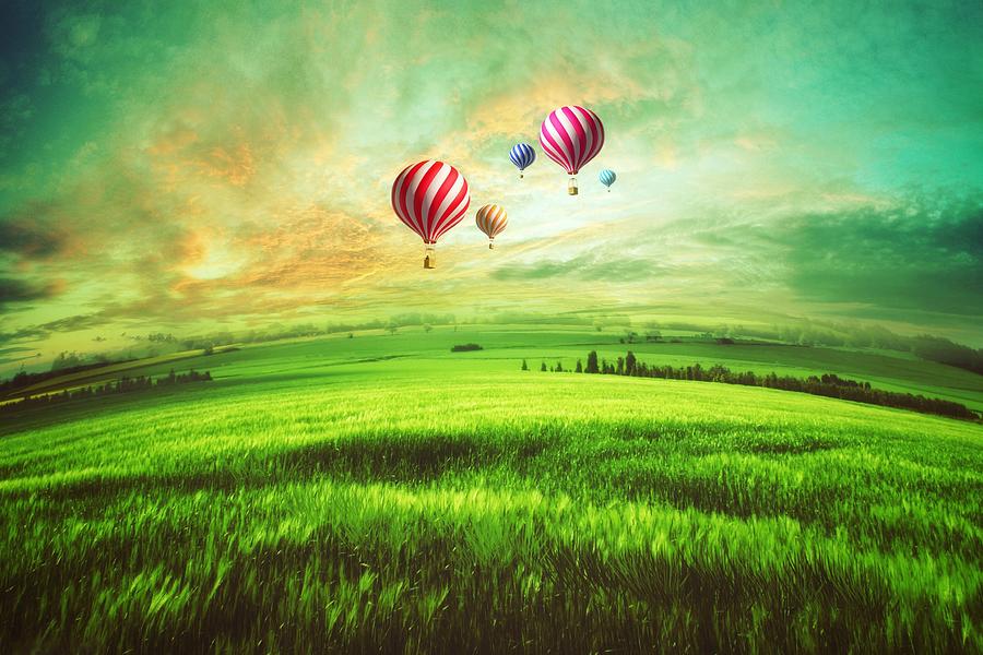 Sports Digital Art - Hot Air Balloon #1 by Super Lovely