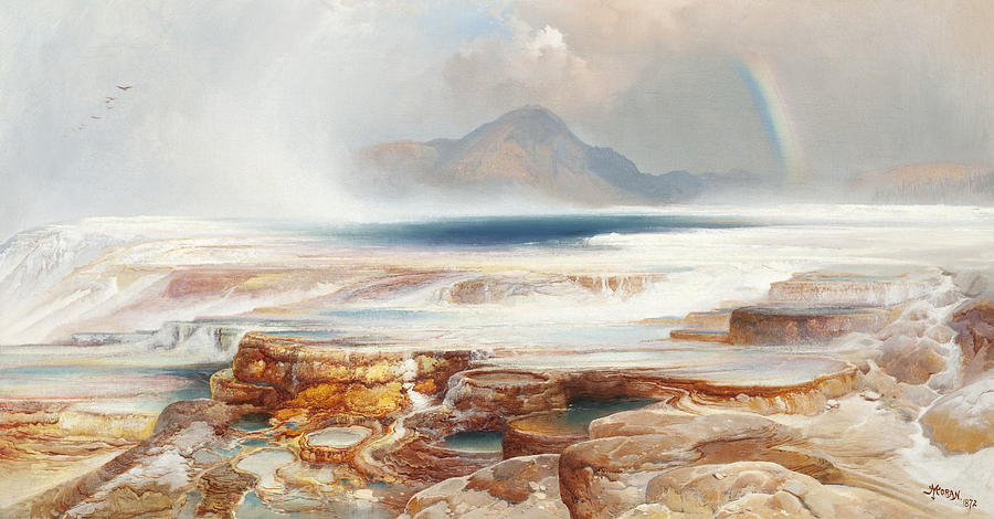 Yellowstone National Park Painting - Hot Springs of the Yellowstone by Thomas Moran