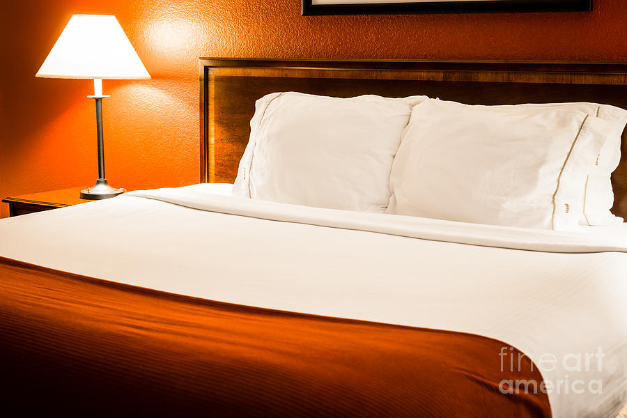 Lamp Photograph - Hotel Room Bed #1 by Paul Velgos