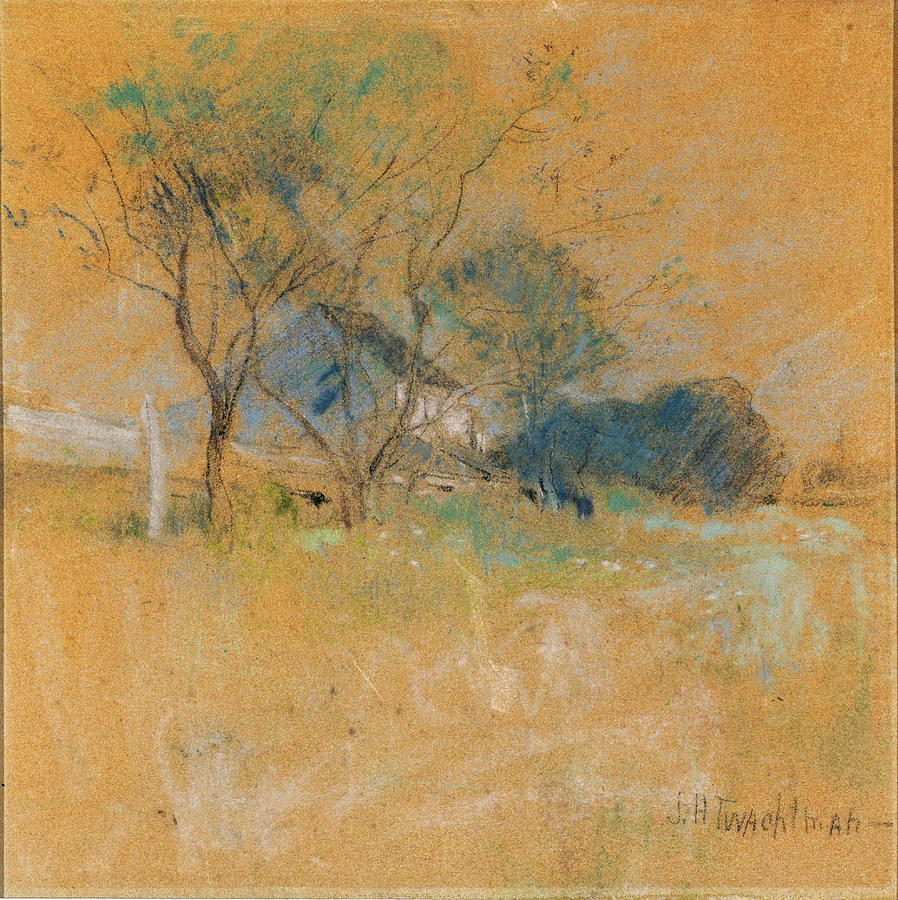 House and Tree #2 Drawing by John Henry Twachtman