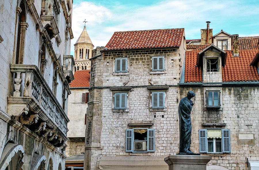Houses and Cathedral of Saint Domnius, Dujam, Duje, bell tower Old town, Split, Croatia #1 Photograph by Elenarts - Elena Duvernay photo