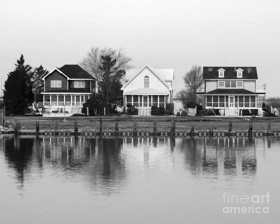 Houses By The Bay Black and White Photograph by Dawn Gari