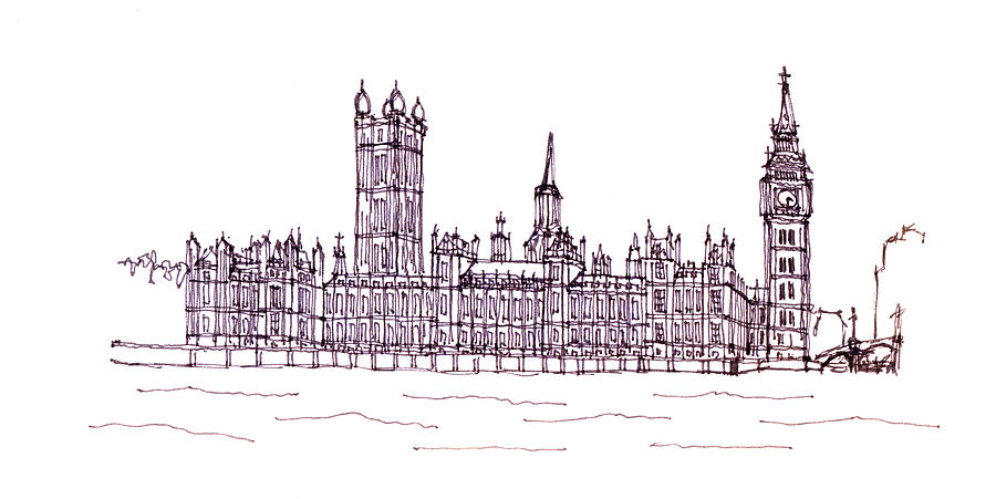 Houses of Parliament Drawing by Steve Huang