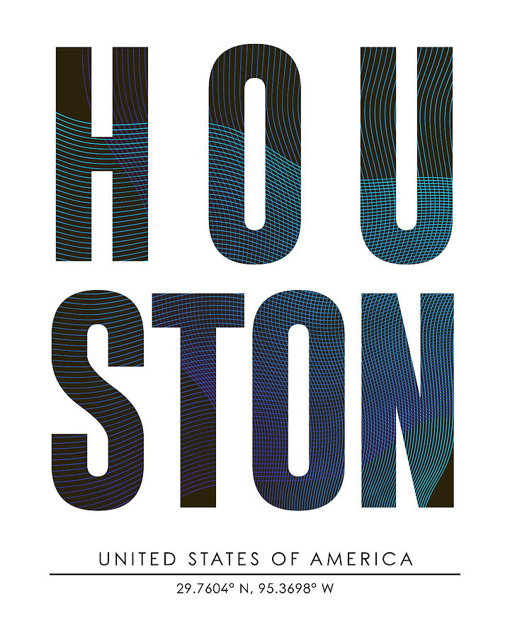 Houston, United States Of America - City Name Typography - Minimalist City Posters Mixed Media by Studio Grafiikka