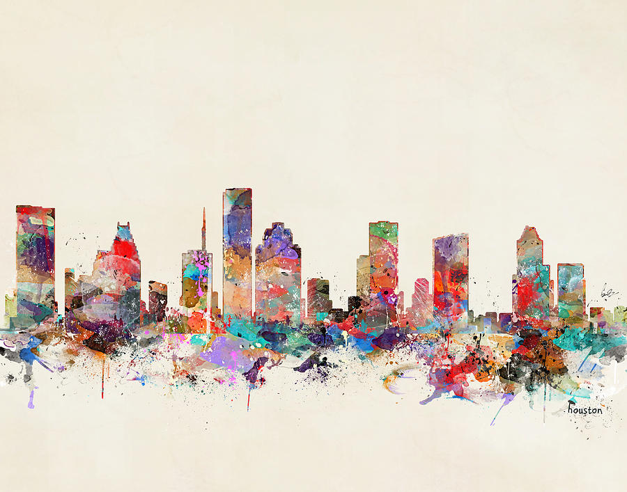Houston Skyline Painting - Houston Texas #1 by Bri Buckley
