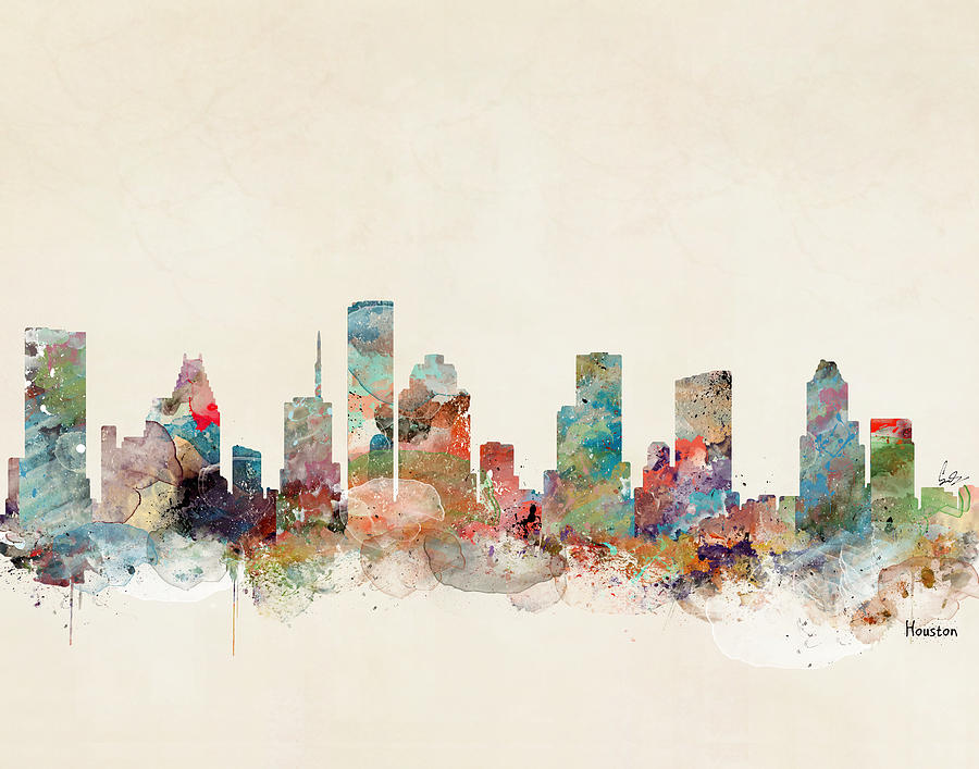 Houston Texas Skyline  #1 Painting by Bri Buckley