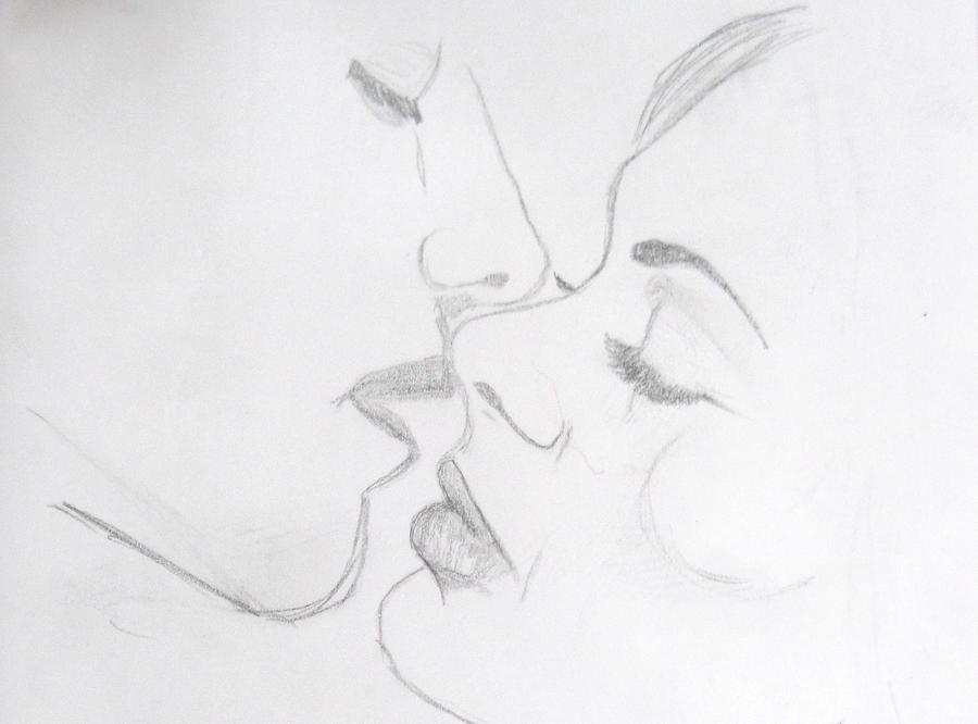 Kiss Drawing - How sweet it is #1 by Rebecca Wood
