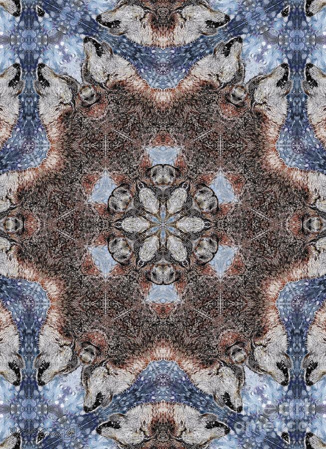 Howling Gray Wolf Kaleidoscope #1 Mixed Media by J McCombie