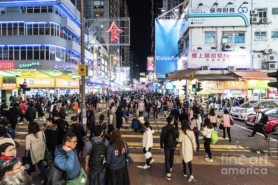 Huge crowd in the streets of Mongkok in Hong Kong #1 Photograph by Didier Marti