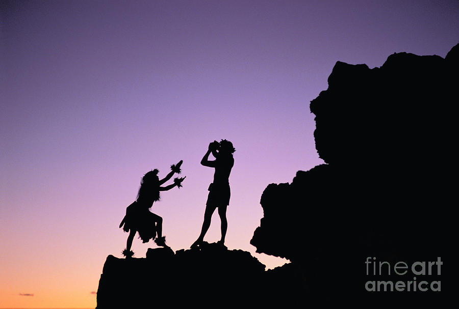 Sunset Photograph - Hula Silhouette #1 by William Waterfall - Printscapes