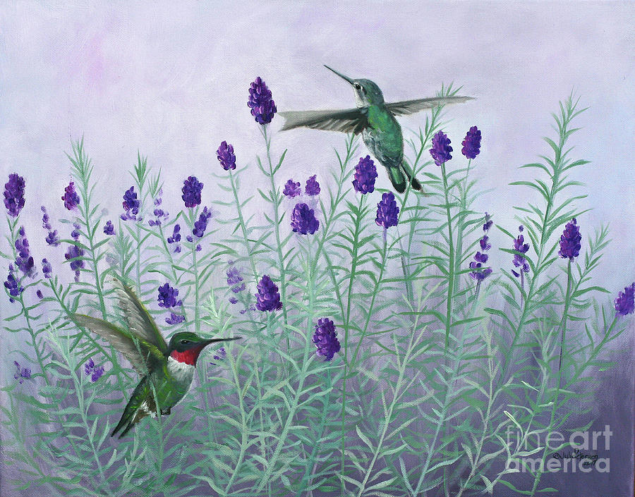Humming Lavender #2 Painting by Julie Peterson