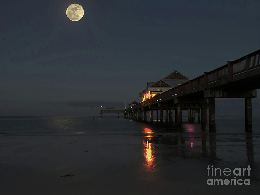 Hunters Moon At Pier 60 #1 Photograph by D Hackett
