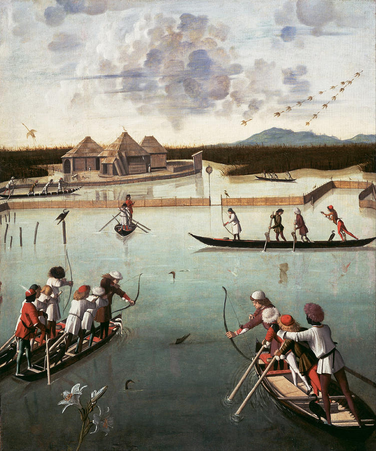 Hunting on the Lagoon #2 Painting by Vittore Carpaccio