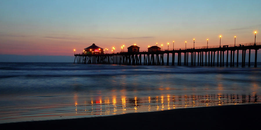 Huntington Beach pier at sunset #1 Photograph by Pierre Leclerc Photography